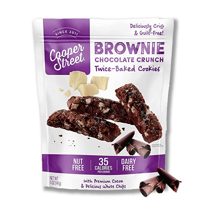  Cooper Street Cookies All Natural Twice Baked Crispy Cookie, Nut & Dairy Free, Biscotti Style 5oz (Brownie Chocolate Crunch) (Brownie Chocolate Crunch, 5 Ounce (Pack of 1))  - 857127003083