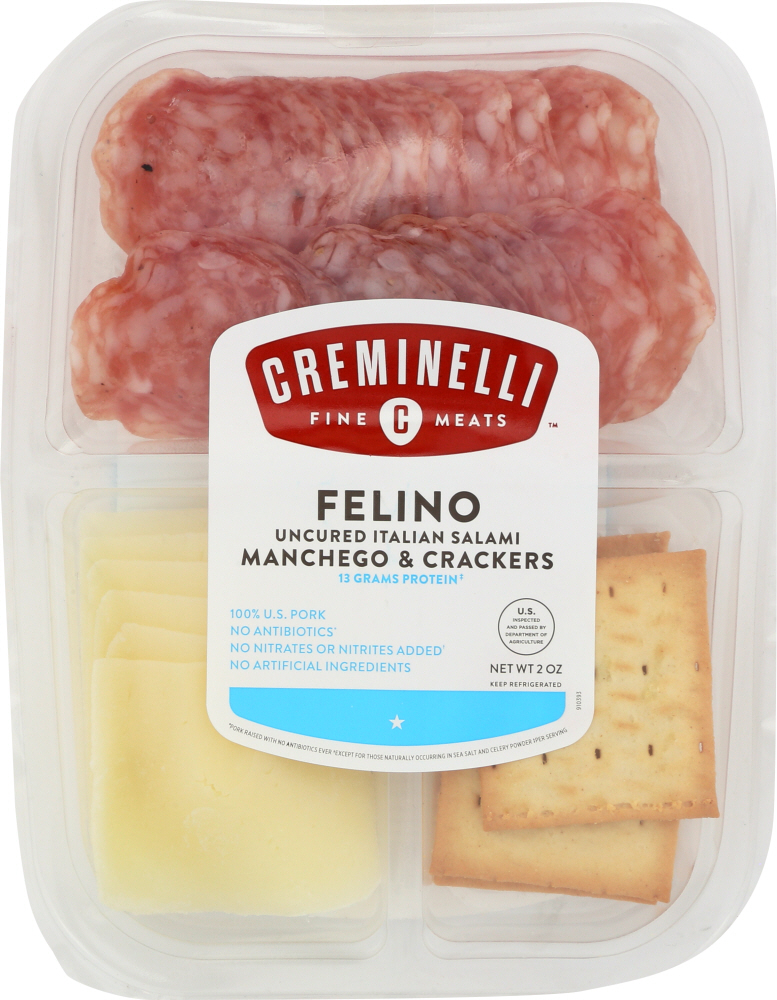 Felino Uncured Italian Salami With Manchego Cheese & Crackers Artisan Charcuterie Snack, Felino With Manchego Cheese & Crackers - avocado