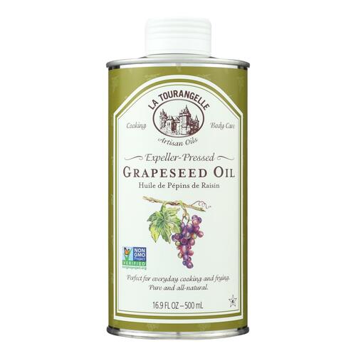 La Tourangelle, Expeller-Pressed Grapeseed Oil, High Heat Neutral Cooking Oil, Cast Iron Seasoning, Also Great for Skin, Hair, and DIY Beauty Recipes, 16.9 fl oz - 857190000316