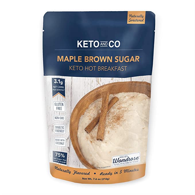  Keto Hot Breakfast by Keto and Co | Maple Brown Sugar Flavor | Just 3.1 Net Carbs Per Serving | Gluten free, Low Carb, No Added Sugar, Naturally Sweetened | (8 Servings - Maple Brown Sugar) - 857227007509