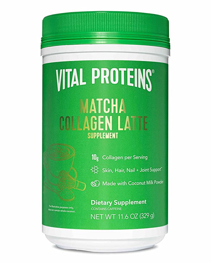  Vital Proteins Matcha Lattes, Matcha Green Tea Collagen Latte Powder, L-Theanine & Caffeine & MCTs - Supporting Healthy Hair, Skin, Nails - Original  - 857273008031