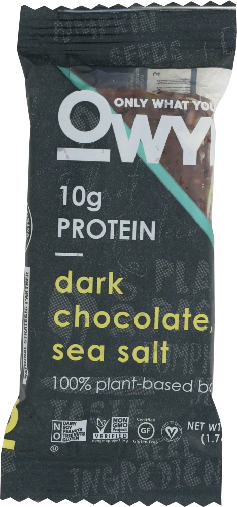 OWYN: Dark Chocolate Sea Salt Plant Based Bar, 1.76 oz - 0857335004773