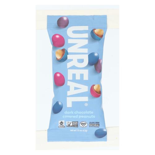 UNREAL: Dark Chocolate Covered Peanuts Gems, 1.50 oz - 0857484006413