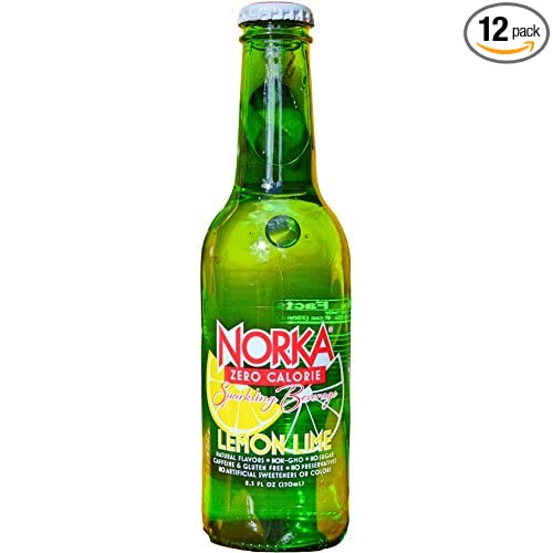 NORKA Natural Zero Calorie, Zero Sugar Soda Pop - Lemon Lime (Pack of 12 - 8.5oz bottles) (Lemon Lime) - 857769005100