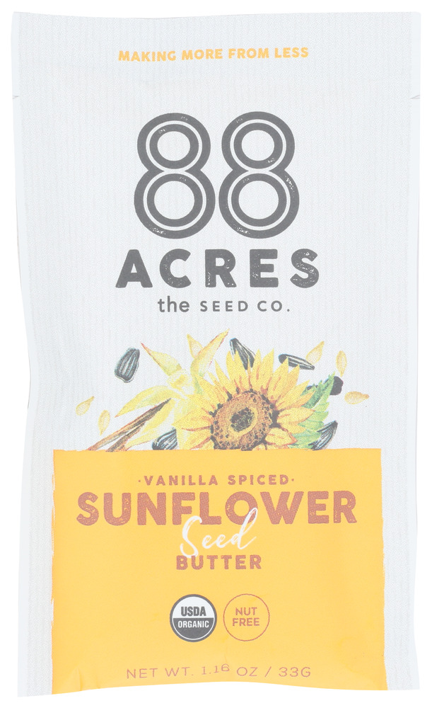 88 Acres - Seed Butter - Organic Vanilla Spice Sunflower - Case Of 10 - 1.16 Oz. - vanilla