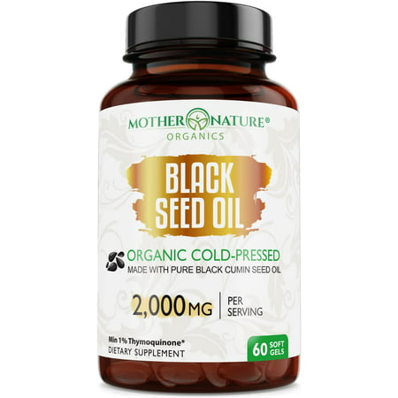 Mother Nature Organics Black Seed Oil Capsules 2000mg 60ct - 857856008632