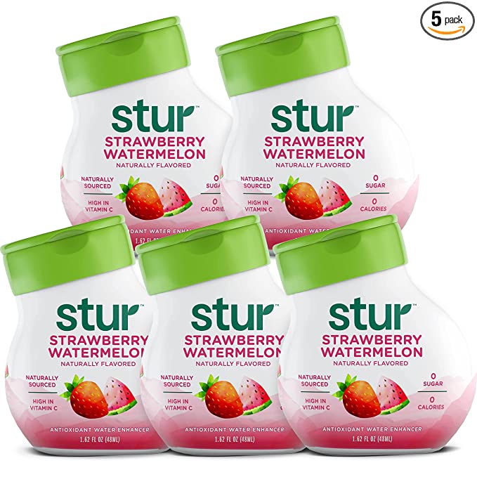  Stur Liquid Water Enhancer | Strawberry Watermelon | Sweetened with Stevia | High in Vitamin C & Antioxidants | Sugar Free | Daily Hydration & Workout Recovery | Zero Calories | Keto | Vegan (5 Pack)  - 857880006192