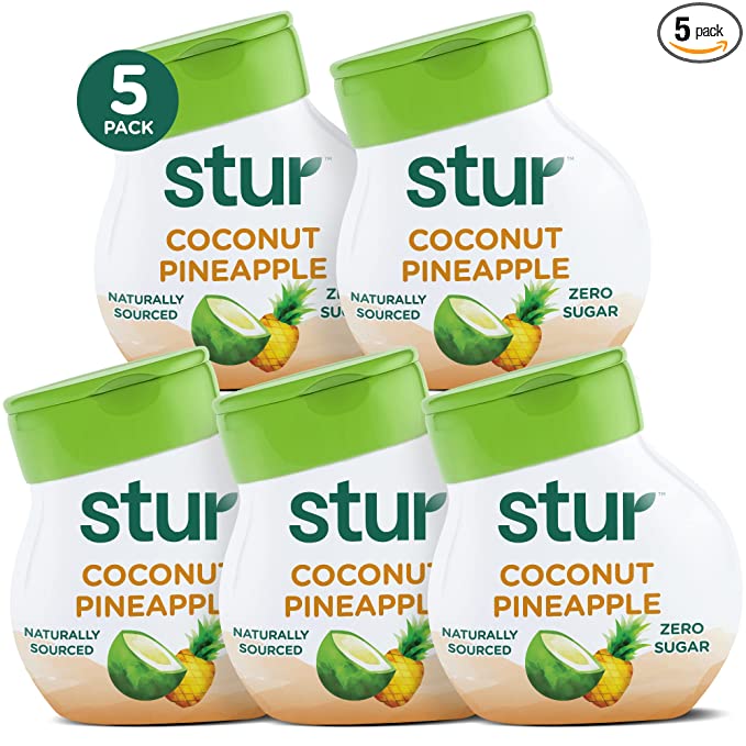  Stur - Coconut Pineapple, Natural Water Enhancer (5 Bottles, Makes 100 Flavored Waters) - Sugar Free, Zero Calories, Kosher, Liquid Drink Mix Sweetened with Stevia, 1.62 Fl Oz (Pack of 5)  - 857880006239