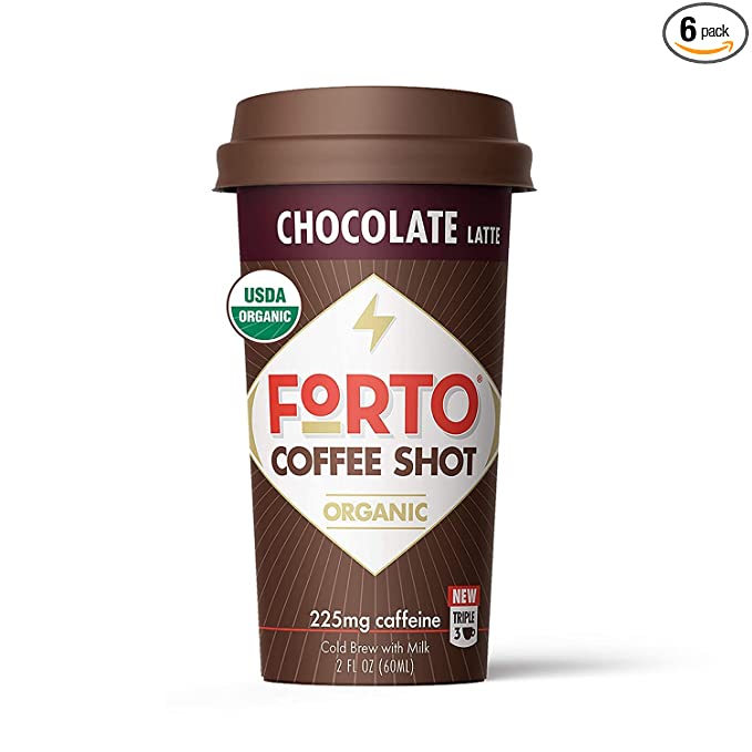 FORTO Coffee Shots - Chocolate Latte, Ready-to-Drink on the go, High Energy Cold Brew Coffee - Fast Coffee Energy Boost, 2 Fl Oz, Pack of 6 - 857880006482