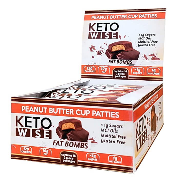 Keto Wise Fat Bombs - Peanut Butter Cup Patties - 34g each (Pack of 16) - 857970007634