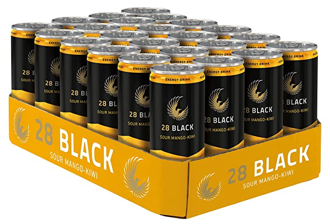 28 BLACK Energy Drink, Sour Mango Kiwi, 8.45 fl oz, (24 Count) - 858047003511