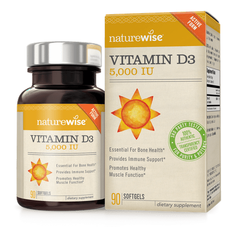 NatureWise Vitamin D3 5000IU Softgels 90 Ct - 858081006202