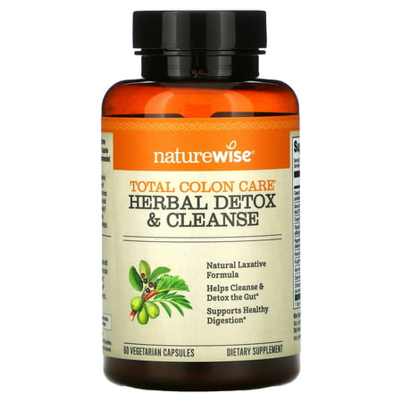 NatureWise Herbal Detox Cleanse Laxative Supplements | Natural Colon Cleanser Herb & Fiber Blend for Constipation Relief, Toxin Rid, Gut Health, & Weight Loss Support [1 Month Supply - 60 Capsules] (B00SCSQEV6) - 858081006462