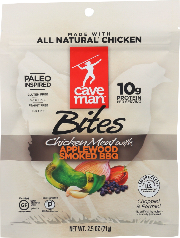CAVEMAN FOODS: Bites Chicken Meat With Applewood Smoked 2.5 Oz - 0858133006013