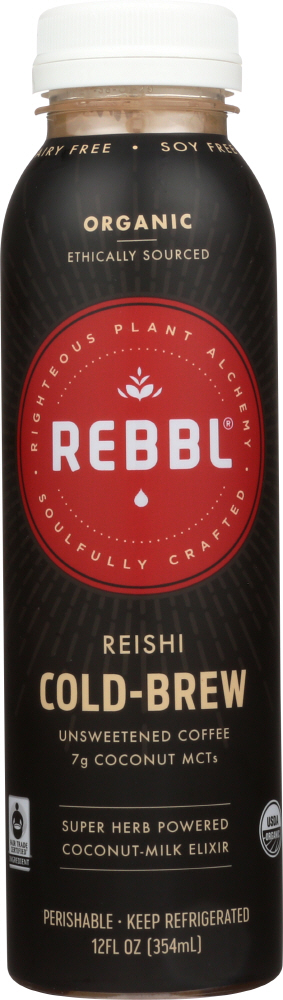 Reishi Cold-Brew Organic Energizing Elixir Cold-Brewed Coffee, Coconut-Milk & Coconut Mcts, Reishi Cold-Brew - 858148003199