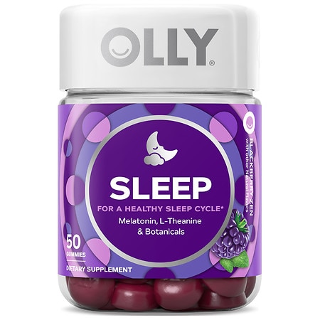 OLLY Sleep Gummy Supplement 3mg Melatonin L Theanine Chamomile Blackberry 50 Ct - 858158005121