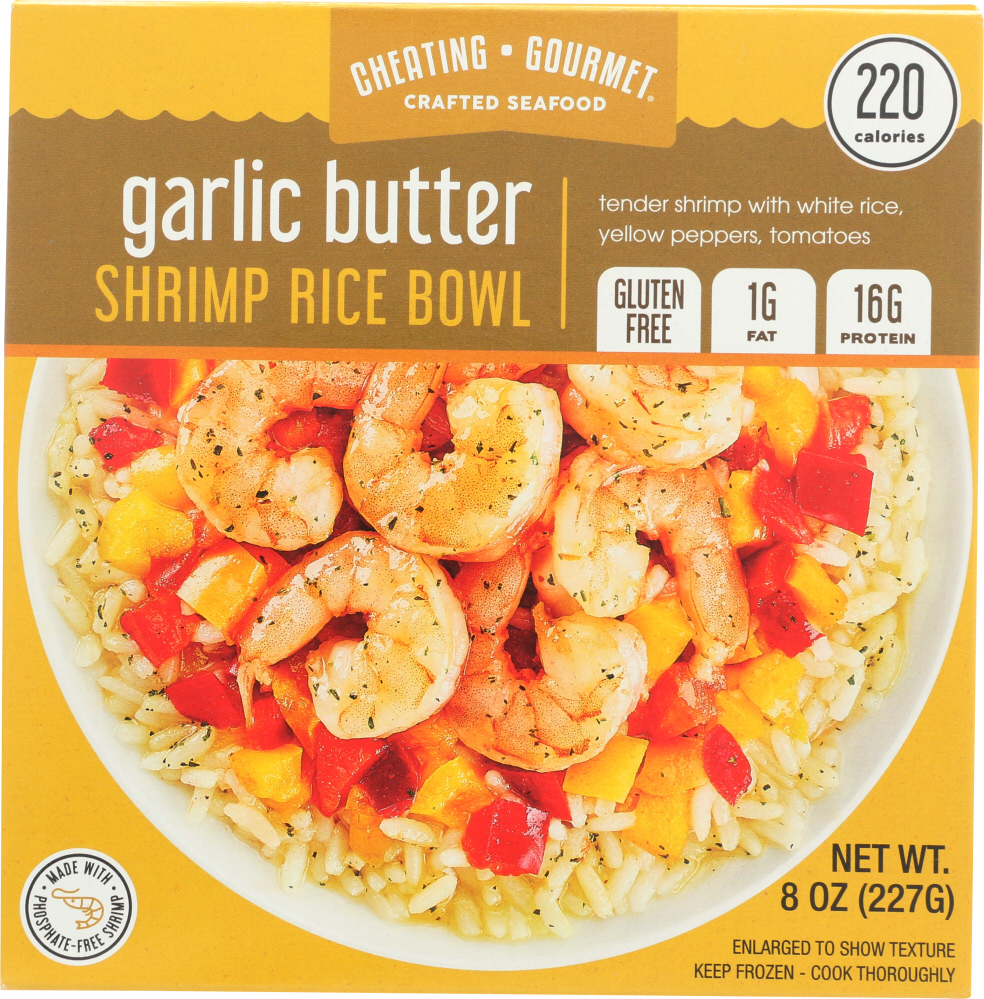 CHEATING GOURMET: Garlic Butter Shrimp Rice Bowl, 8 oz - 0858175003681
