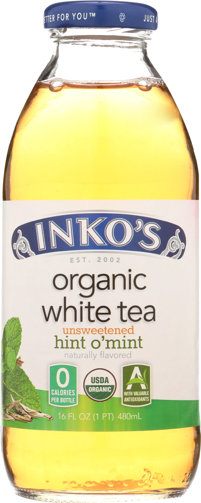INKOS: White Tea Organic Unsweetened Hint O’Mint, 16 oz - 0858252000022