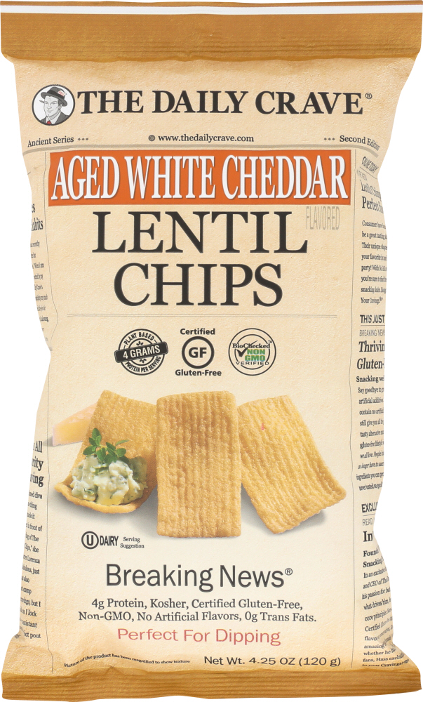 Aged White Cheddar Flavored Lentil Chips, Aged White Cheddar - 858641003771