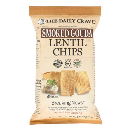 The Daily Crave - Lentil Chip Smoked Gouda - Case Of 8 - 4.25 Oz - 858641003818