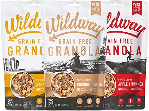  Wildway Vegan Granola | Variety | Certified Gluten Free Granola Breakfast Cereal, Low Carb Snack | Grain-Free, Paleo, Non-GMO, No Artificial Sweetener | 8oz - 3 pack - 858660005152