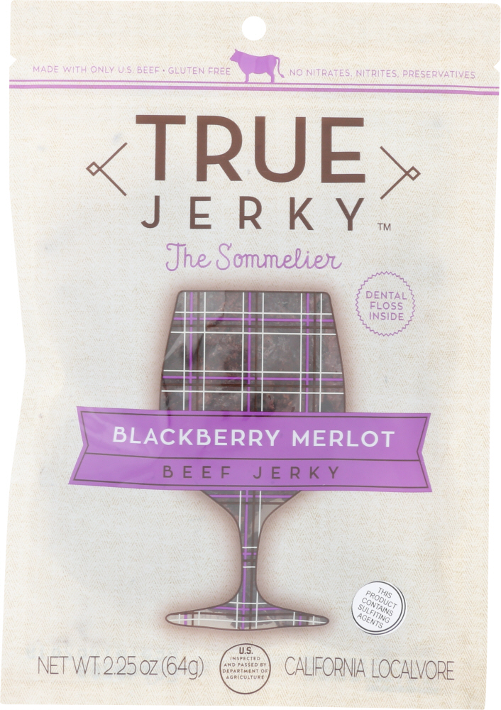 TRUE JERKY: Blackberry Merlot Beef Jerky, 2.25 oz - 0858663006057