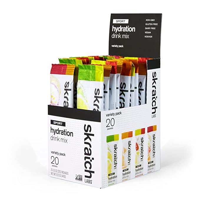 SKRATCH LABS Hydration Packets Hydration Drink Mix, Variety Pack (20 Single Serving Packets) - Electrolyte Powder Developed for Athletes and Sports Performance, Gluten Free, Vegan, Kosher - 858690007782
