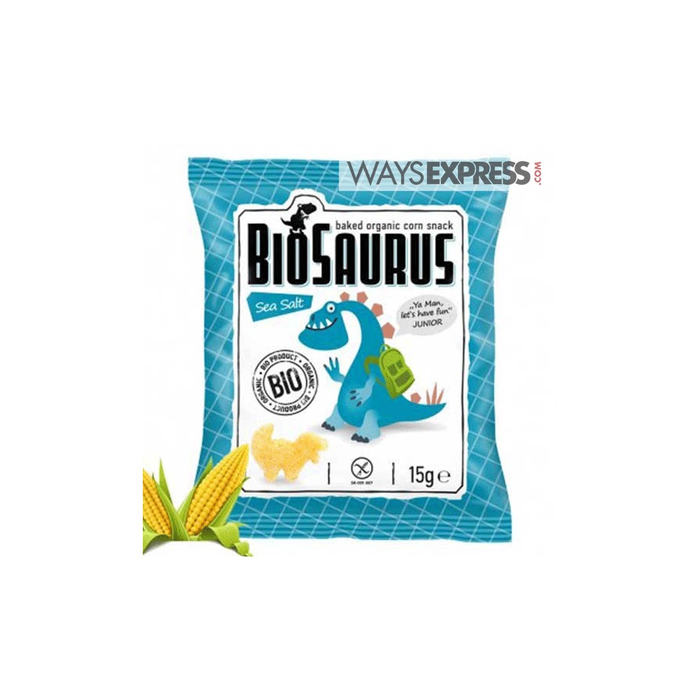 BIOSAURUS BAKED ORGANIC CORN SNACK 15GR (SEA SALT) - 8588000526758
