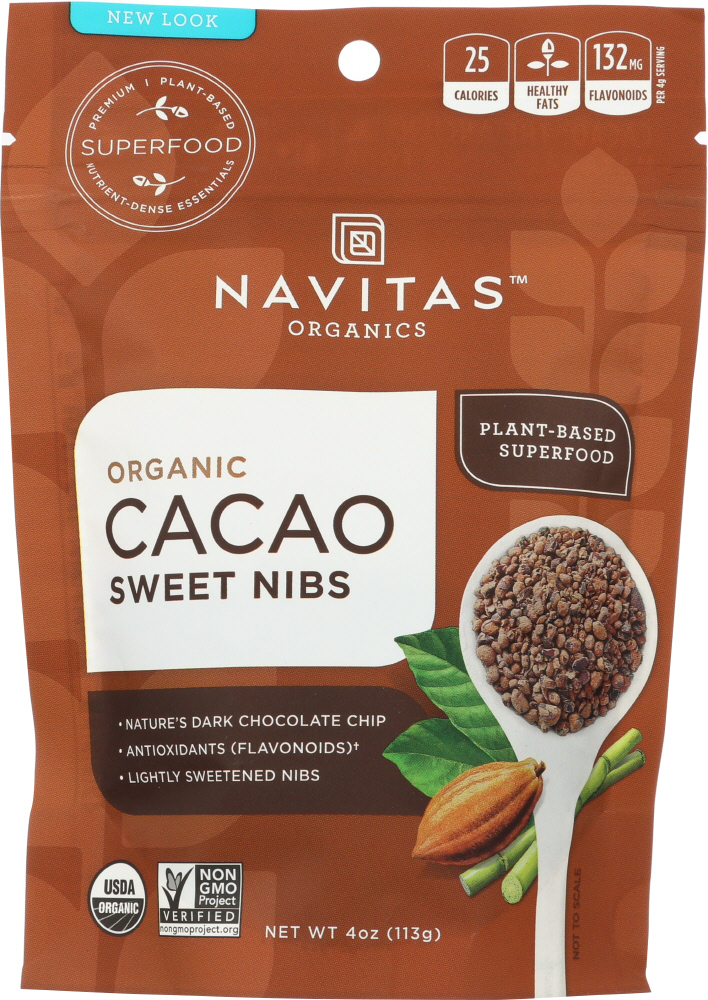 Navitas Naturals Cacao Nibs - Organic - Sweet - Raw - 4 Oz - Case Of 12 - 0858847000321