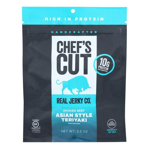 Chef's Cut Real Jerky Co. Handcrafted Teriyaki Flavor Smoked Beef Jerky - Case Of 8 - 2.5 Oz - 858959005894