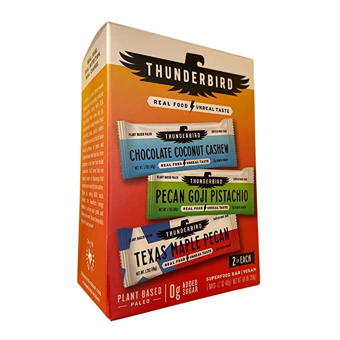  Thunderbird Real Food Energy Bar - Plant Based - Paleo - Homemade Taste and Texture - Convenient Snack Bar - Exclusively Real Food Ingredients - Family Owned and Operated - Low Glycemic - Fruit & Nutrition Nut Bars - No Added Sugar, Grain, Dairy, Soy and - 859392005625