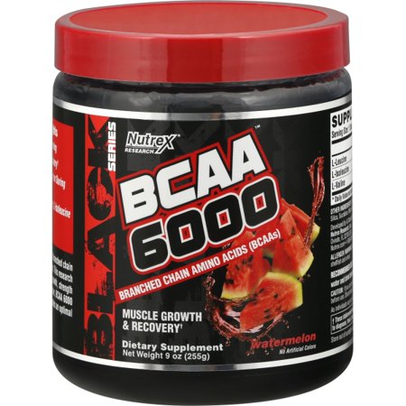 Nutrex Research BCAA 6000 6 Grams of Branched Chain Amino Acids Best BCAA Powder with Proven 2:1:1 Ratio of L-Leucine, L-Isoleucine, L-Valine for Muscle Growth, Recovery Watermelo - 859400007719