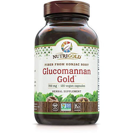 NutriGold Glucomannan GOLD, Konjac Root Fiber for Weight-loss, 700mg, 120 Vegetarian Capsules (B0081OE2AQ) - 859447002562