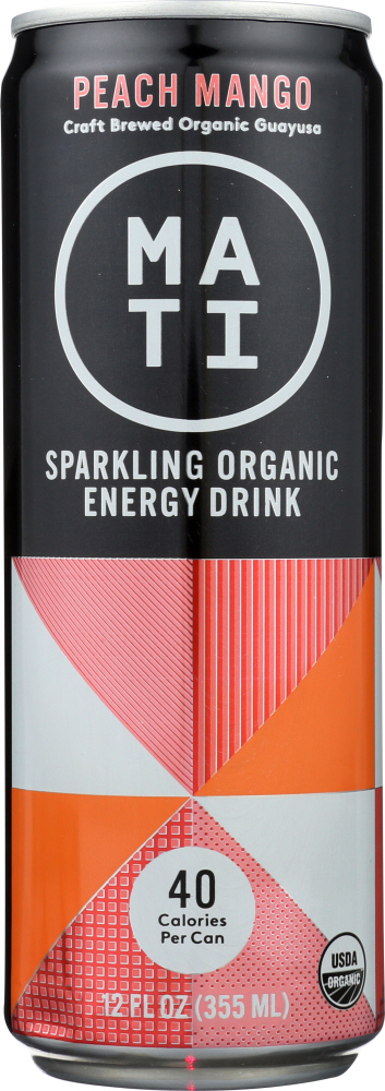 Peach Mango Sparkling Organic Energy Drink, Peach Mango - 859466005100
