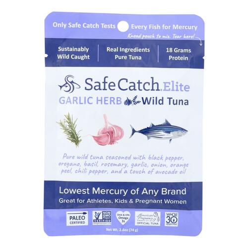 Safe Catch - Tuna Garlic Herb Pouch - Case Of 12 - 2.6 Oz - 859480006244