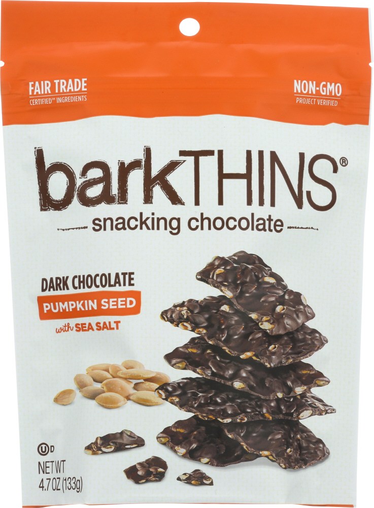 Bark Thins Snacking Dark Chocolate - Pumpkin Seed With Sea Salt - Case Of 12 - 4.7 Oz. - 0859686004181
