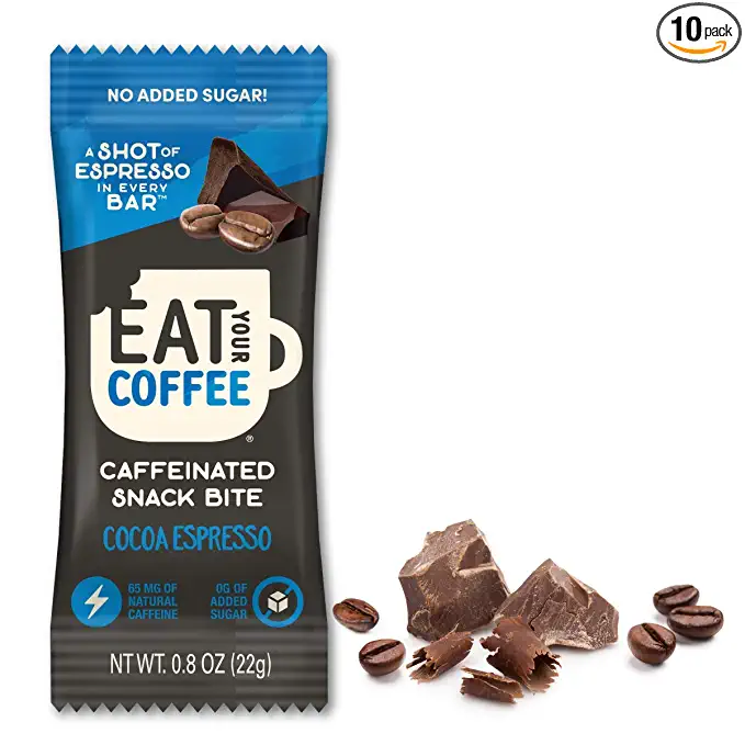 Caffeinated Coffee Bites, Eat Your Coffee Energy Bar | Cocoa Espresso | Tasty Caffeinated and Natural Snack | Ethically Sourced, Stay Energized, Coffee Bar - 859708007213