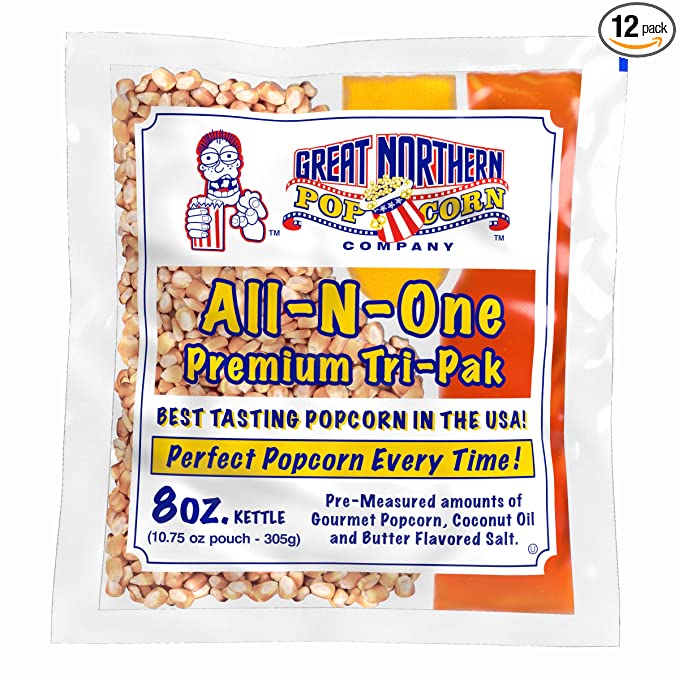  4109 Great Northern Popcorn Premium 8 Ounce Popcorn Portion Packs, 8 Ounce (Pack of 12) - 859767002198