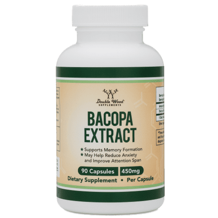 Bacopa Extract 450mg 90 Count (Made in USA) Non-GMO Gluten Free Concentrated 20% Bacosides Extract - 859793007167