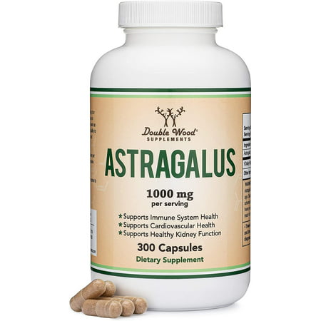 Astragalus Root Capsules - 1 000mg Per Serving (300 Capsules) High in Polysaccharides Made in The USA for Aging Cardiovascular and Immune Support by Double Wood Supplements - 859793007723