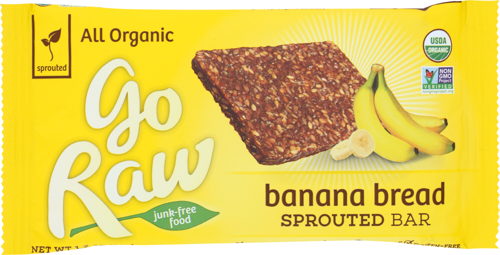 GO RAW: Organic Banana Bread Sprouted Bar, 1.2 oz - 0859888000066