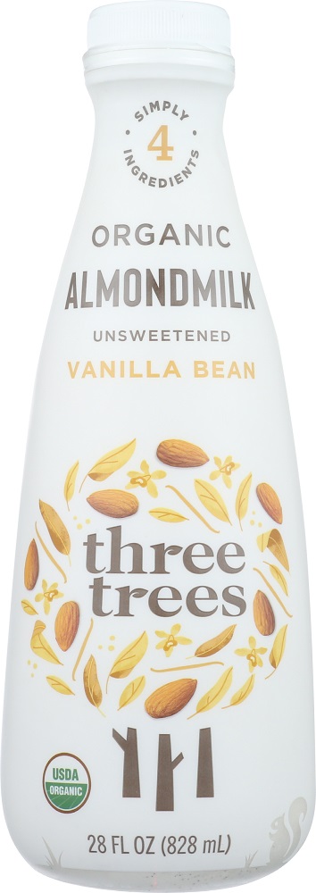 THREE TREES: Unsweetened Vanilla Bean Almond Milk, 28 oz - 0859918004262