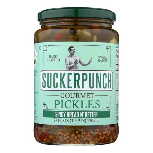 Suckerpunch Spicy Bread N' Better Gourmet Pickles - Case Of 6 - 24 Fz - 859994006013