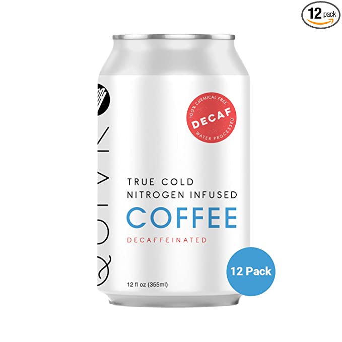 QUIVR Decaf Nitro Cold Brew - 12 Cans - 12oz Decaf Cold Brew - Decaf Cold Brew Coffee - Cold Brew Decaf Coffee - Decaf Nitro Coffee - Coffee Can - Caffeine Free Coffee Cold Brew - 860000380546