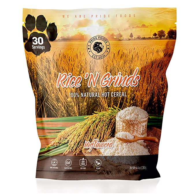 Pride Foods Rice 'N Grinds, 100% Natural Hot Rice Cereal, Unflavored, 30 Servings, 44.4oz - 860000954549