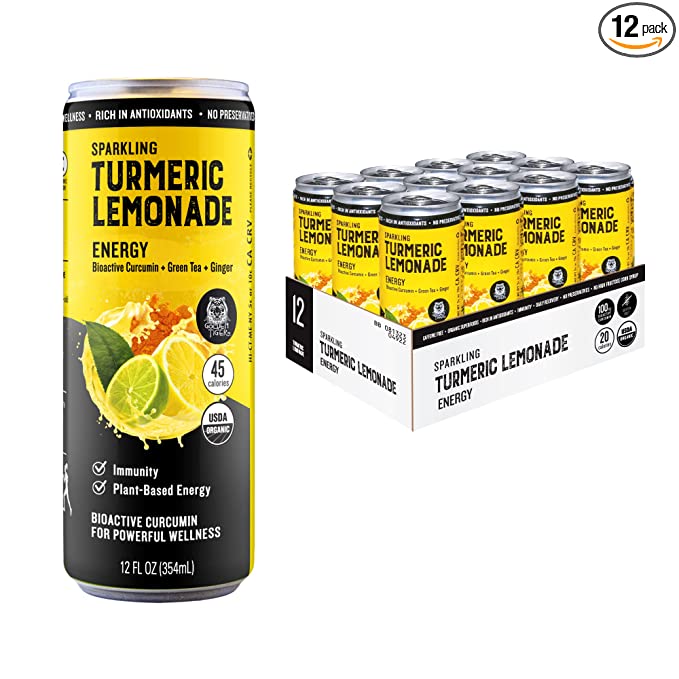 Golden Tiger | Organic Sparkling Turmeric Lemonade - Energy | Inflammation Relief, Immunity Support & Daily Energy Beverage | Bio Active Curcumin + Green Tea + Ginger - 12 Cans | Re-Energize with Plant Based Energy  - 860001298406