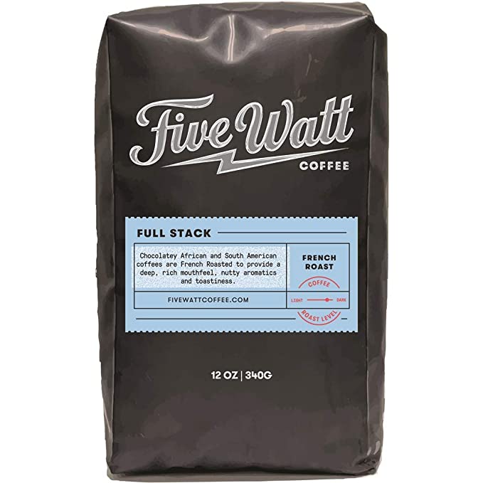 Five Watt Coffee, Whole Bean, Full Stack French Roast, 12-Oz. Bag - 860001637748