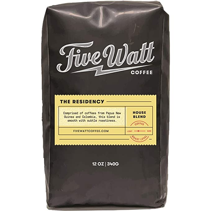 Five Watt Coffee, Whole Bean, The Residency House Blend, 12-Oz. Bag  - 860001637762