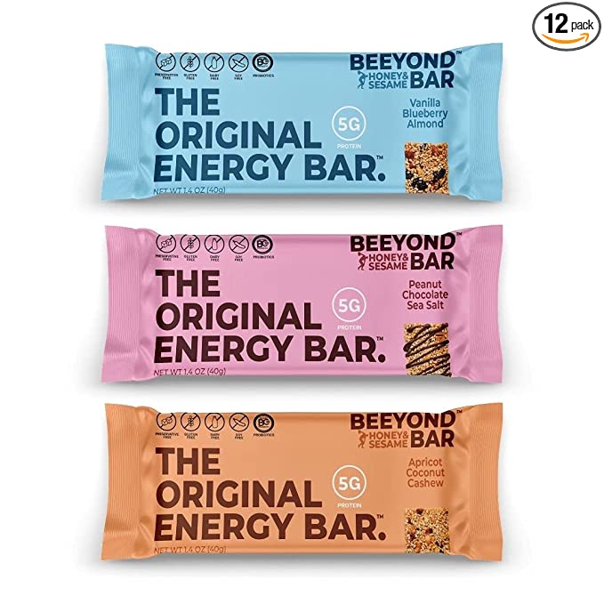  Beeyond Bar, Variety Pack, Energy Bar, 1.4 oz bars (Pack of 12), Gluten Free, Protein Snack  - 860001671162