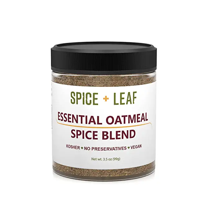  Premium Essential Oatmeal Spice Blend by SPICE + LEAF - Vegan Kosher Preservative Free Spice Blend Used  to Give Oatmeal, Coffee, Baked Goods a warmth of flavor, 3.5 oz. - 860002212968